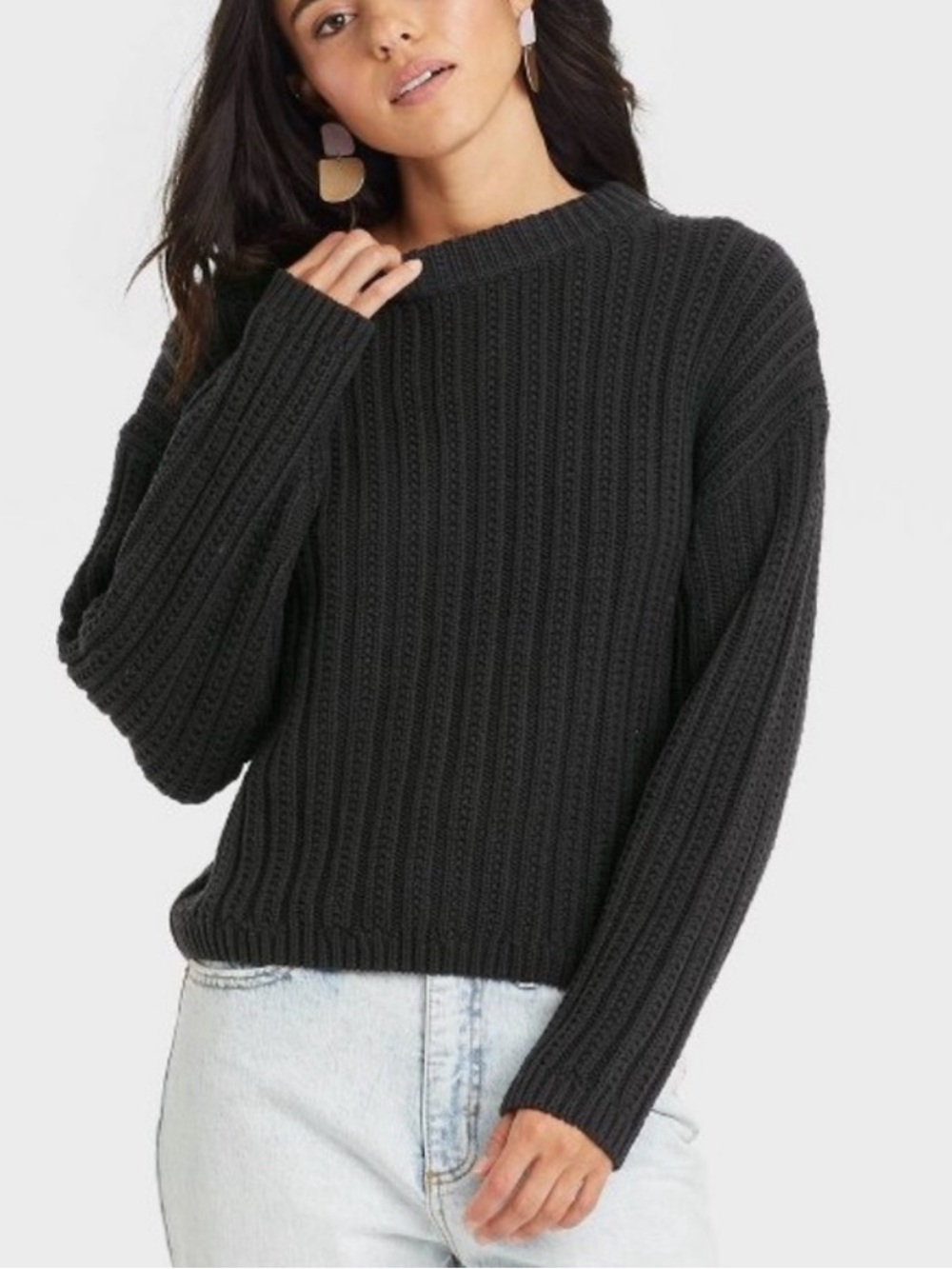 Universal Thread Oversized Chunky Knit Ribbed Crewneck Sweater